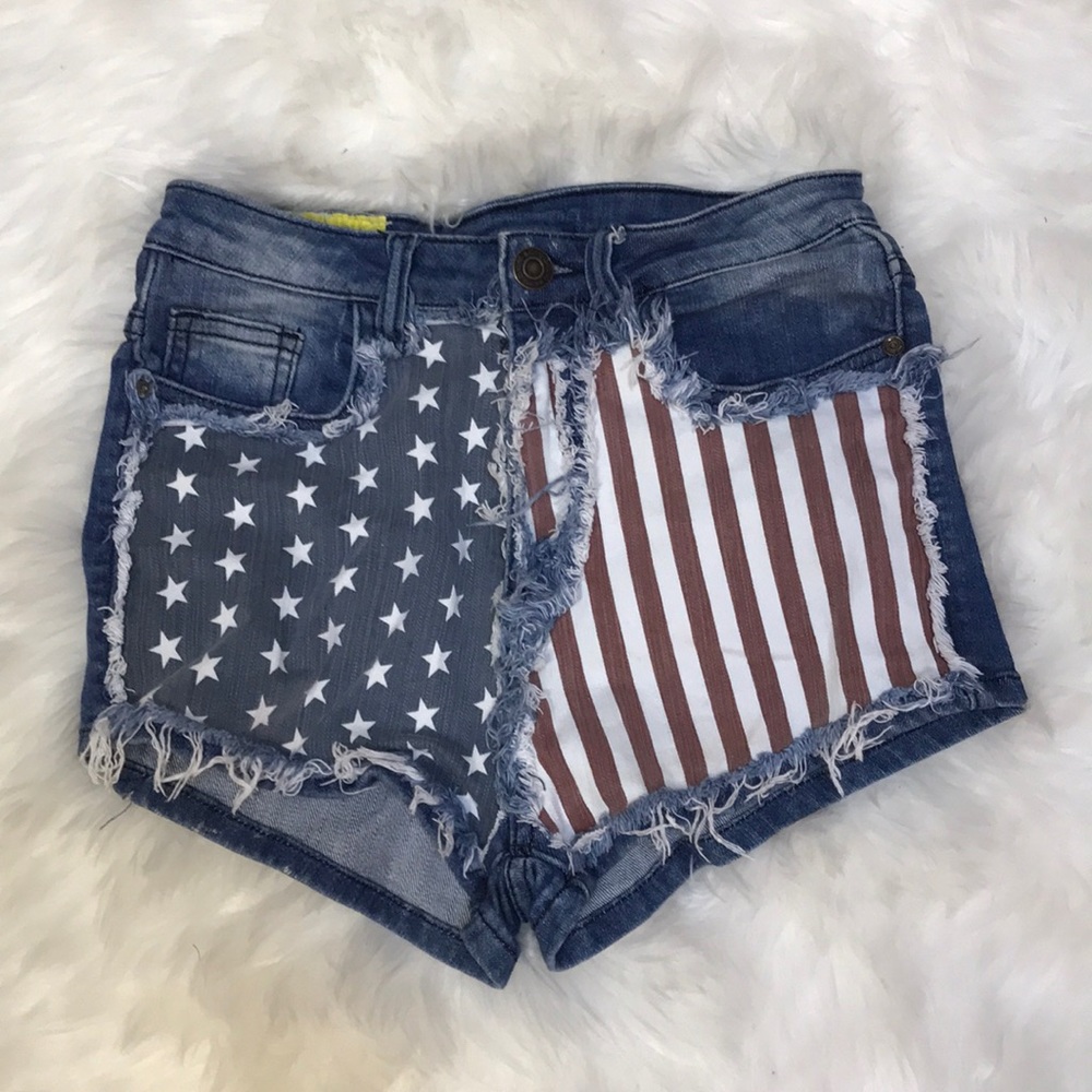 american flag high waisted shorts